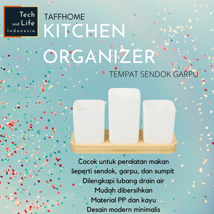 Taffhome Rak Dapur Tempat Sendok Garpu Kitchen Organiser