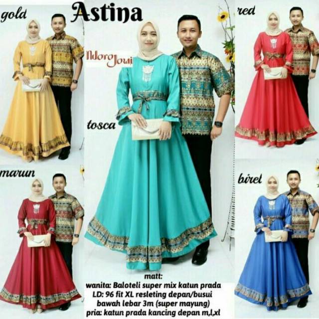 COUPLE GAMIS BATIK SYARII COUPLE ASTINA NDOROJOWI BATIK PRADA PEKALONGAN MODERN MURAH TRENDY