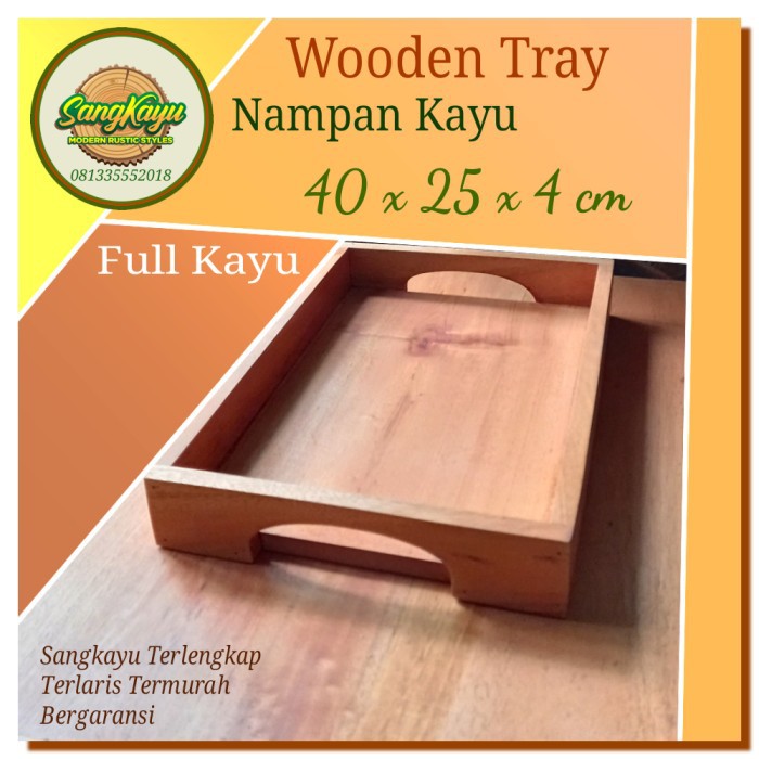 Nampan kayu nampan saji 40x25x4 full kayu wooden tray tatakan kayu