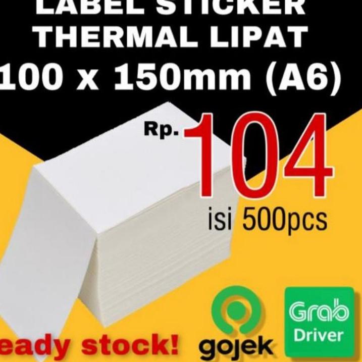 

Harga Bersahabat.. kertas stiker label thermal lipat 100x150 barcode A6