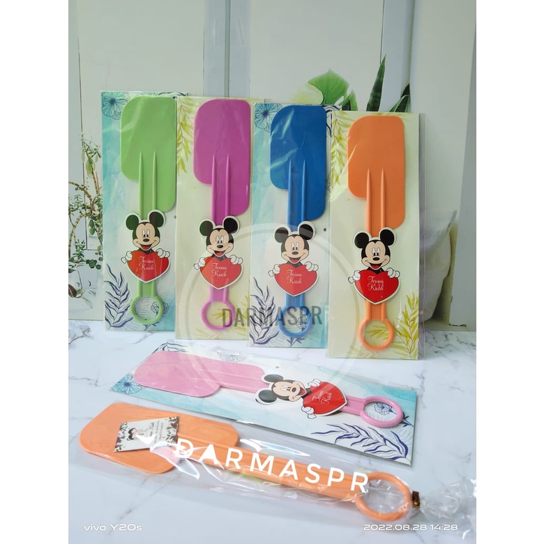 Souvenir 100 Pcs Polesan Sodet Spatula Kemasan Alas Kertas Kado MIKY MOUSE Cantik Sovenir Unik