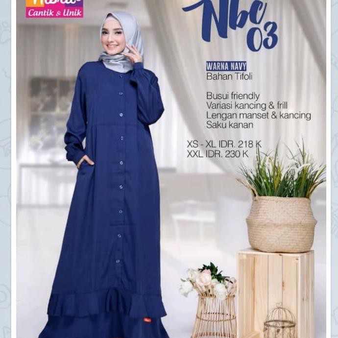 Baju gamis wanita terbaru nibras - Navy, S