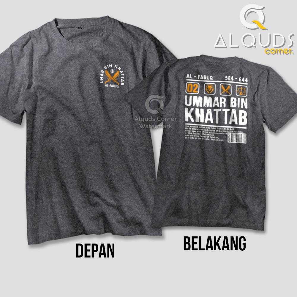 Kaos Dakwah Islami Khalifah UMAR BIN KHATTAB Second Caliph / Baju Distro Santri Tokoh Muslim / 8120-3
