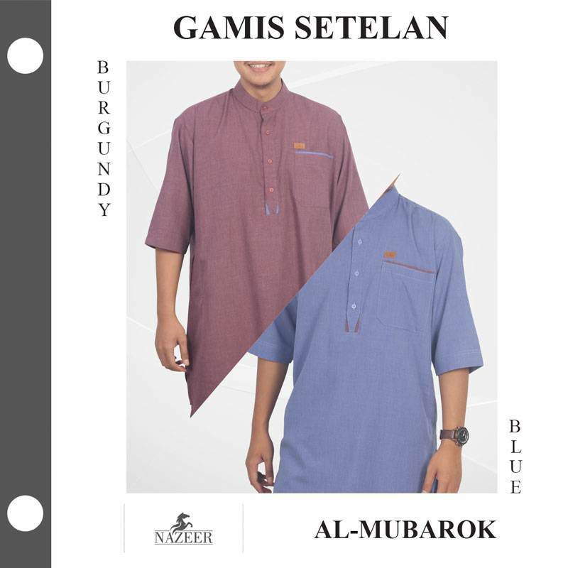 Nazeer Setelan Koko Pria Al Mubarok Stelan Gamis Pria Lengan Pendek