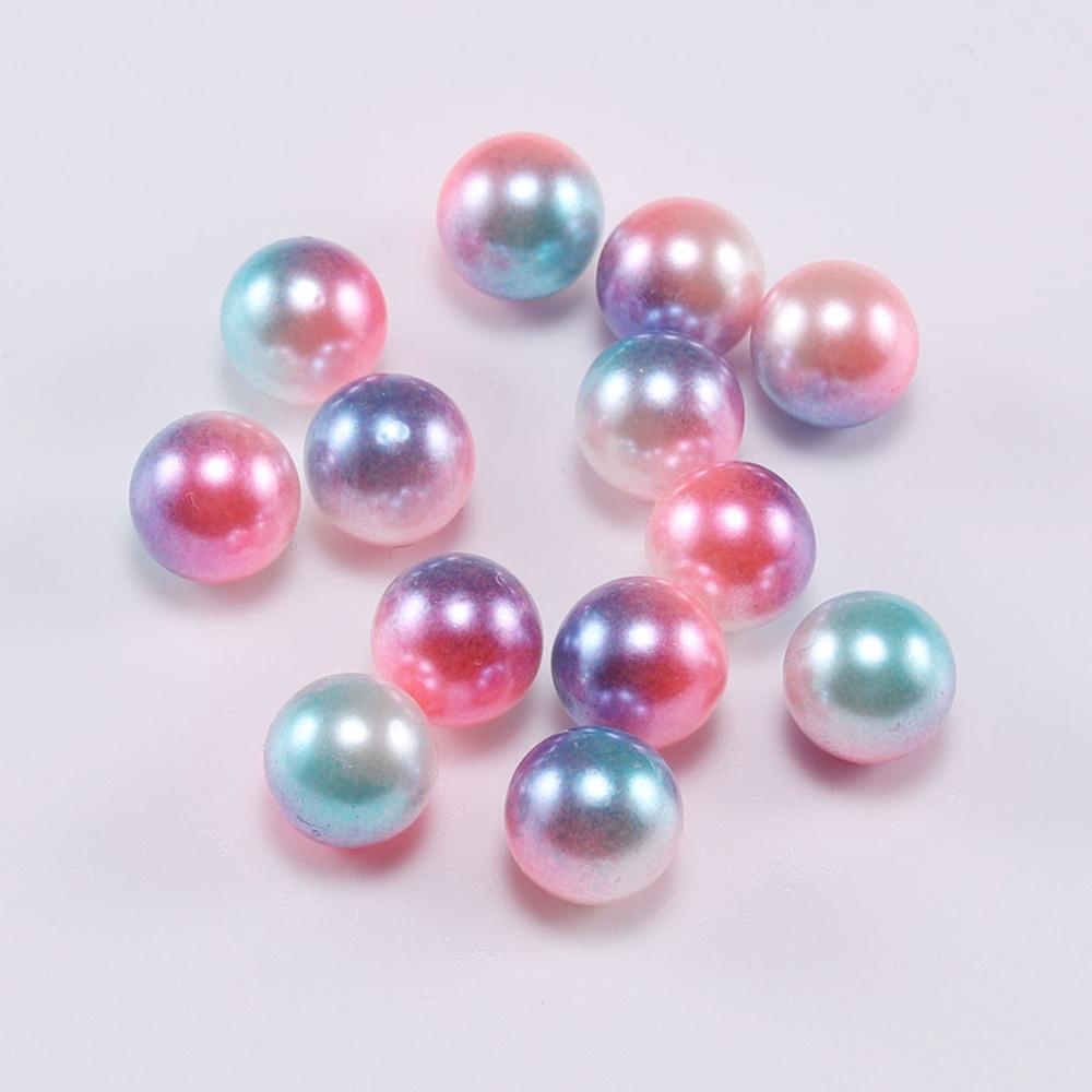 3/4/6/8/10/12MM NO Hole Rainbow Color Bead ABS Imitation Pearl Beads Round Plastic Acrylic Beads For Jewelry Making Findings DIY