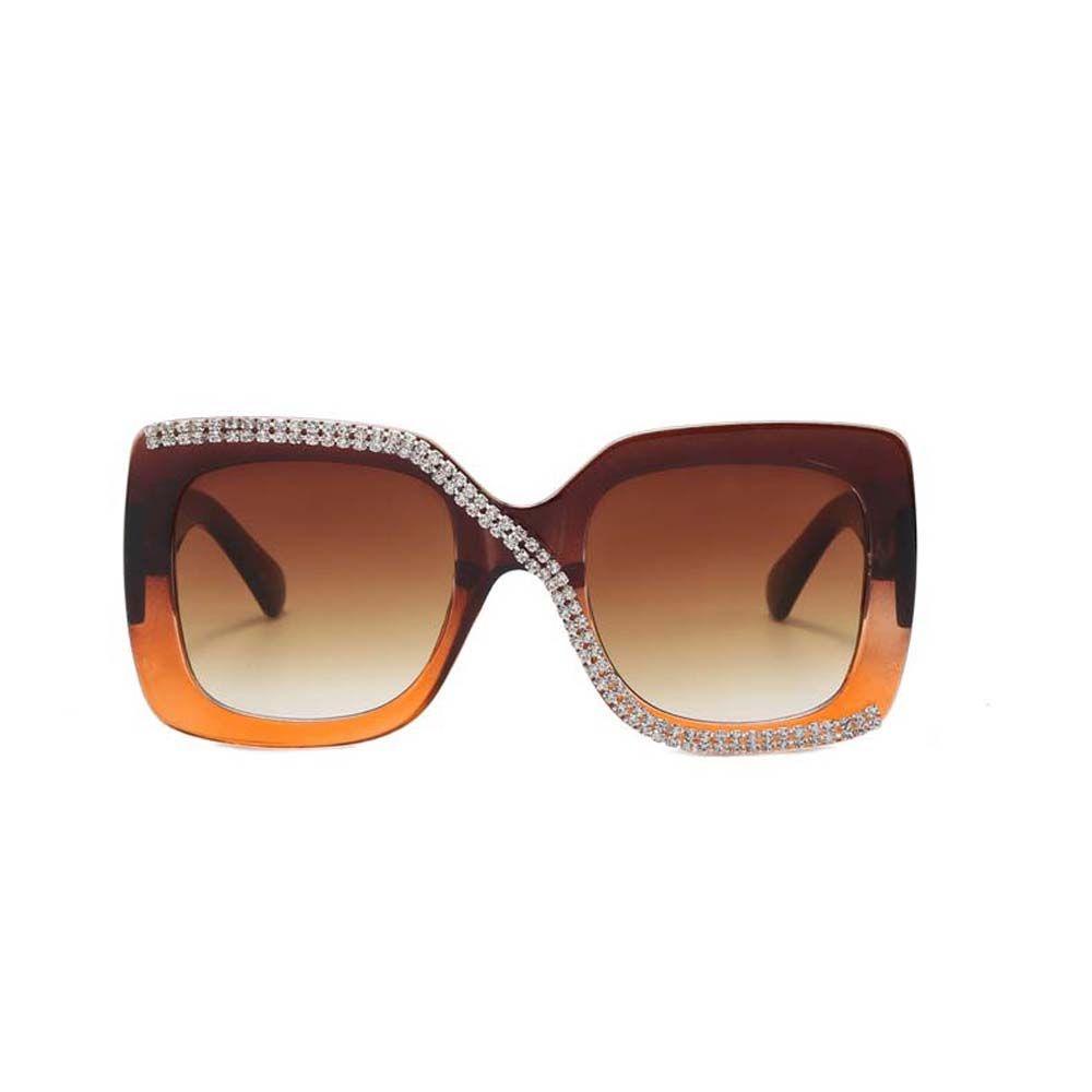Mxbeauty Kacamata Matahari Desain Elegan Gaya Bingkai Besar Anti-UV Oversized Diamond-studded Visor Eyewear