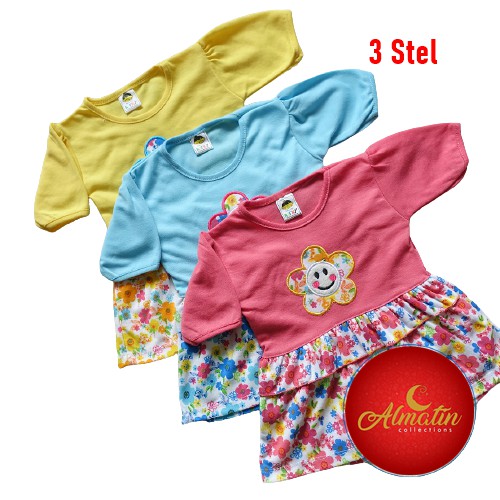 Baju Bayi Model Dress MURAH baby girl (3 stel)