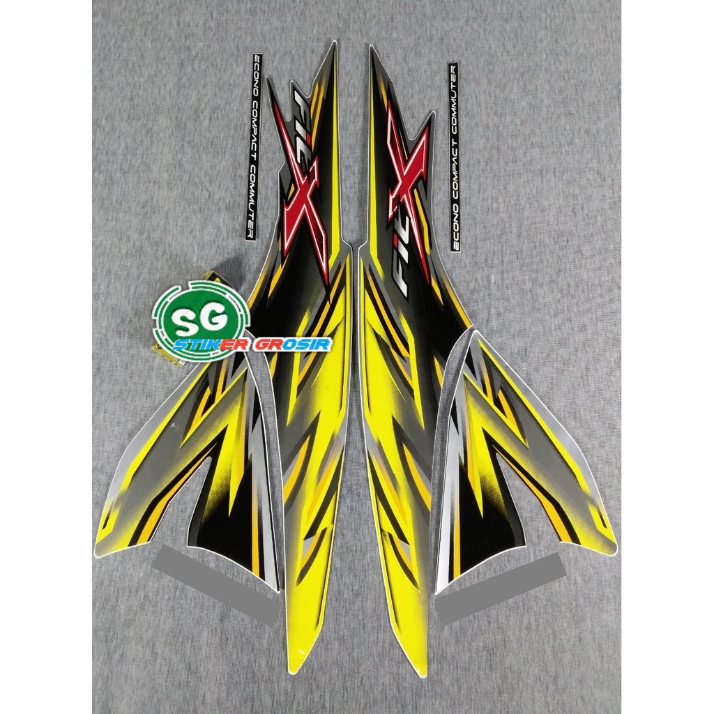 STIKER STRIPING LIS BODY MOTOR HONDA FIT X 2008 SUPRA FIT X SILVER KUNING