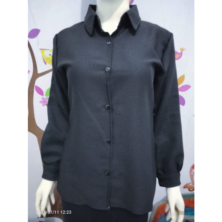 Kemeja Wanita Casual/Kemeja Basic/Kemeja Polos/Kemeja Jumbo-Black