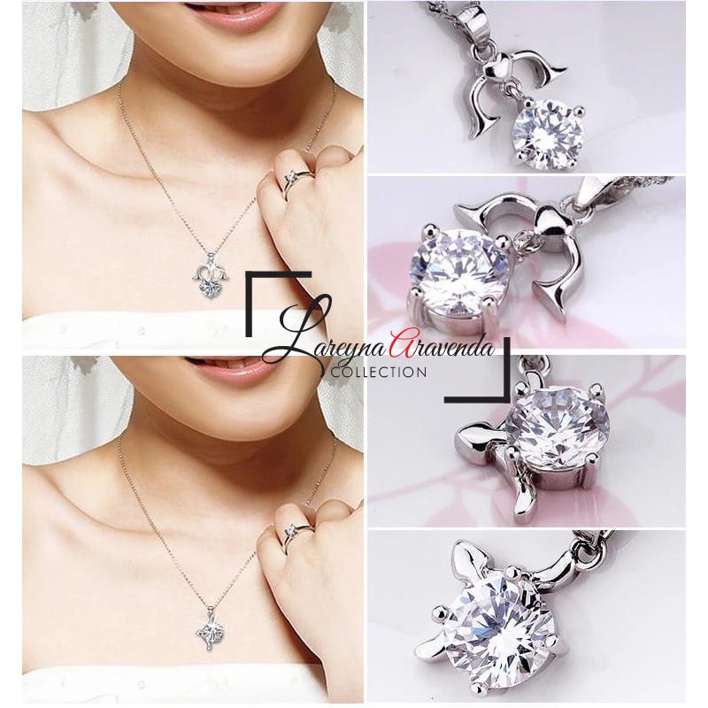 Kalung Titanium + Liontin Wanita Model Zodiak Kristal Crystal Swarovski KLZDK