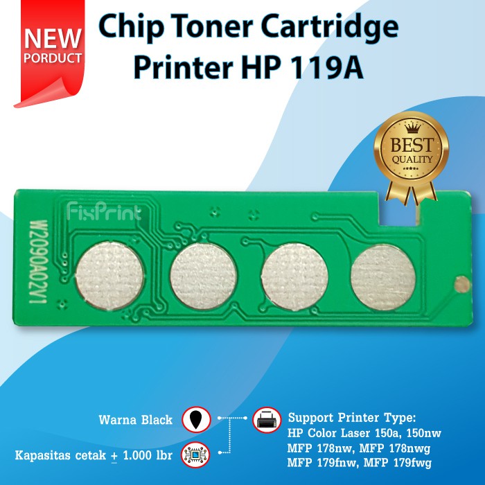 Chip Toner Cartridge 119A W2090A Black W2093A Cyan W2093A Yellow W2093A Magenta Printer 150a 178nw
