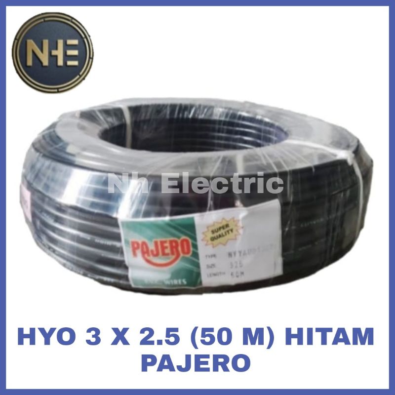 Kabel Listrik Hyo 3x2,5mm Hitam 50 Meter Pajero - Kabel Serabut Hyo 3x2.5mm 50M Black Pajero - Kabel Pompa Satelit/Sibel/Submersibel 3x2,5 Hitam 50 M Pajero