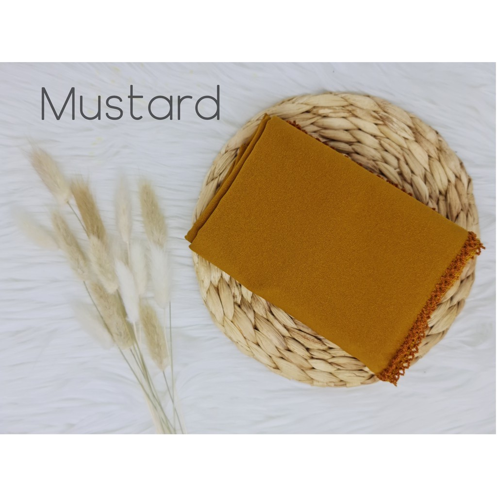 Pashmina Picot Crochet Diamond Stretch-Mustard