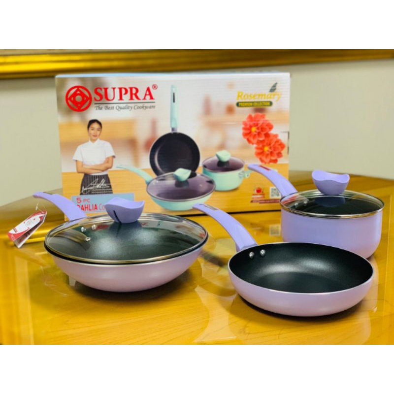 (Gojek) Supra 5pcs DAHLIA Cookware Set. Alumunium Non Stick