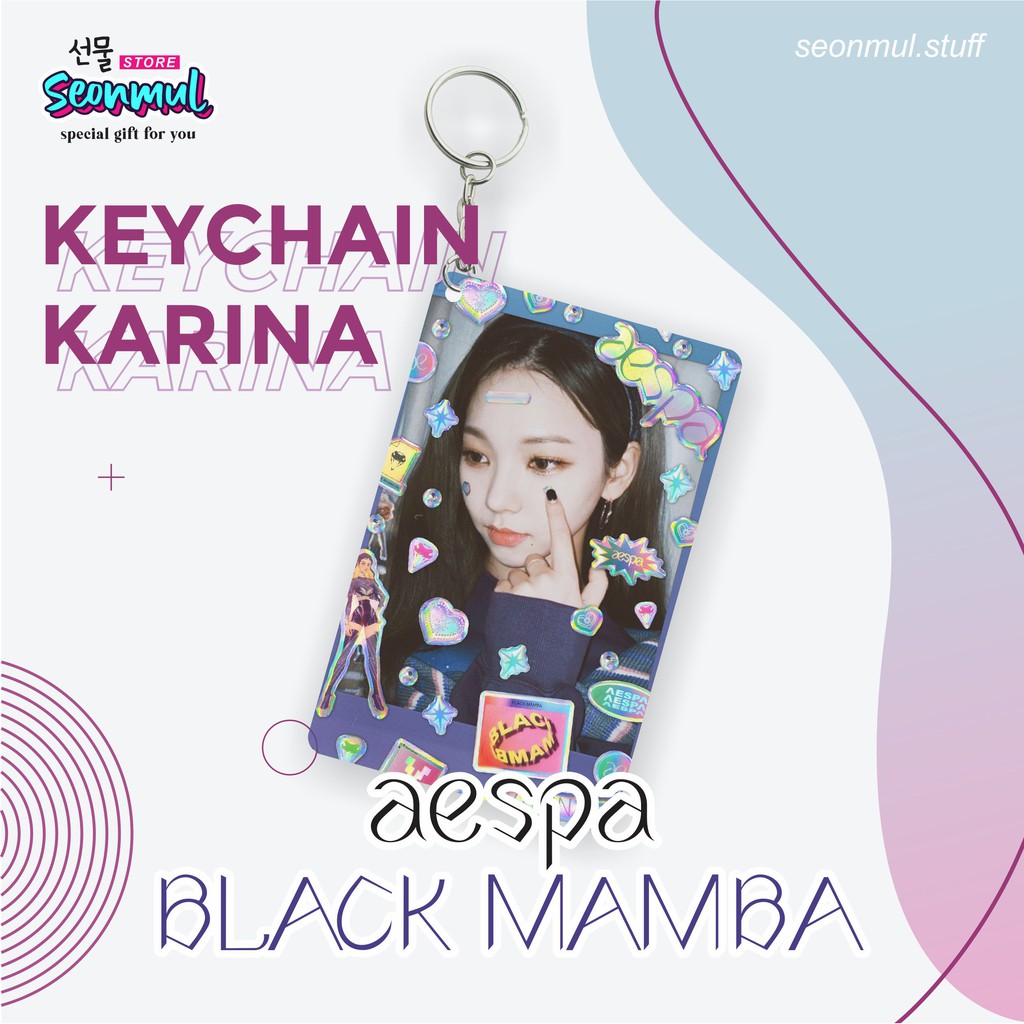 GANTUNGAN KUNCI KPOP / KEYCHAIN TRANSPARAN CARD AESPA - BLACK MAMBA