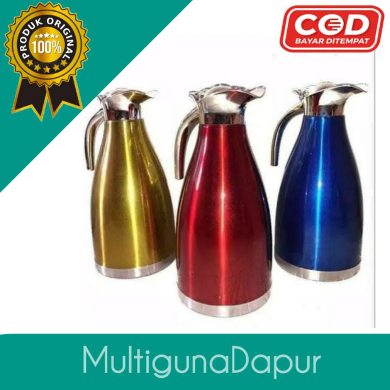 Teko pinguin stainless steel warna thermos vacum air panas 2 liter