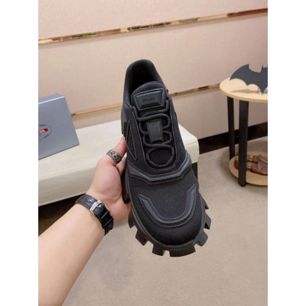 sepatu pria sneaker wedges pr4da cowok hitam mirror P1SHOES vip