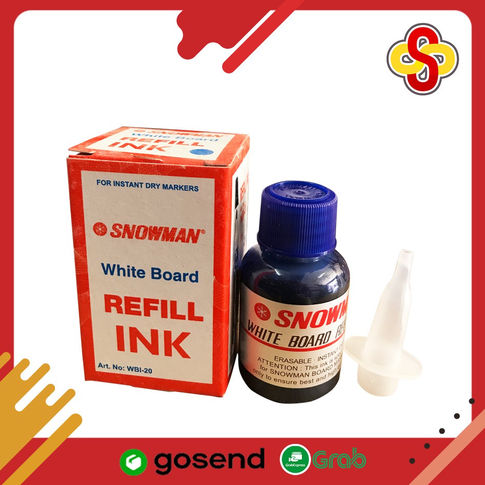 Refill Tinta Spidol Whiteboard Marker / Papan Tulis Snowman BG-12