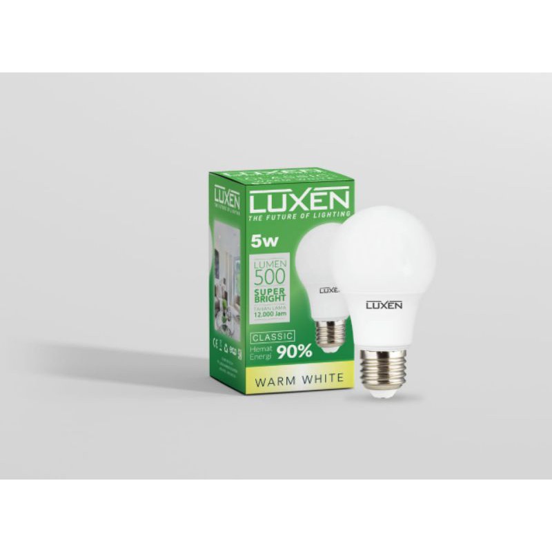 LUXEN LAMPU LED BULB 5W 5 WATT CLASSIC KUNING 3000K WARM WHITE