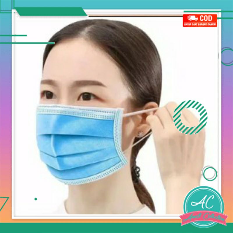 masker cantol telinga 3 lapis face mask dispossable 3 ply penutup wajah earloop