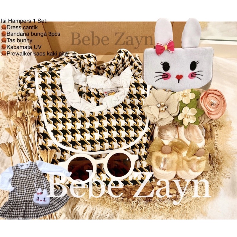 {BEBE ZAYN} Hampers baby/ hampers bayi/ baby gift/ kado bayi/ baby newborn/ Baby Girl/ Flowery Dress Set-Royale Rabbit Black