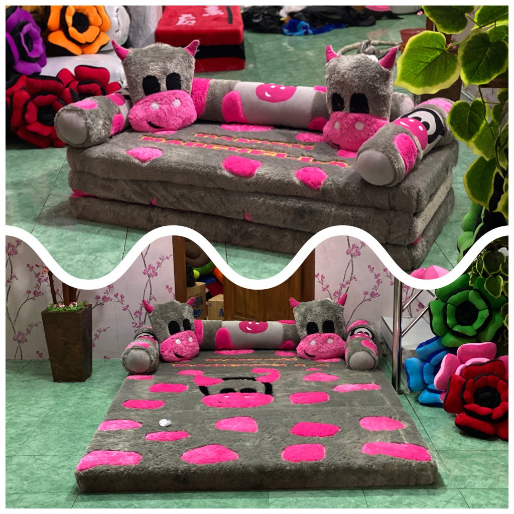 Kasur Lipat / Sofabed Karakter Bulu Rasfur 2 in 1 Tebal 10 cm