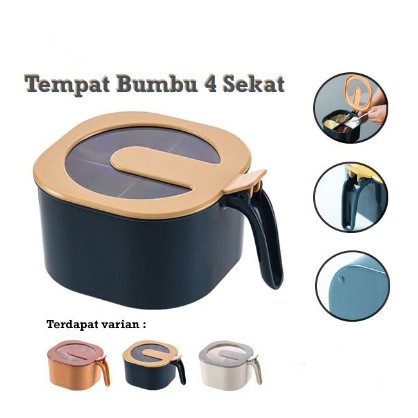 Tempat Bumbu Dapur Kotak 4 Sekat Kekinian / Kotak Bumbu Dapur 4 In 1