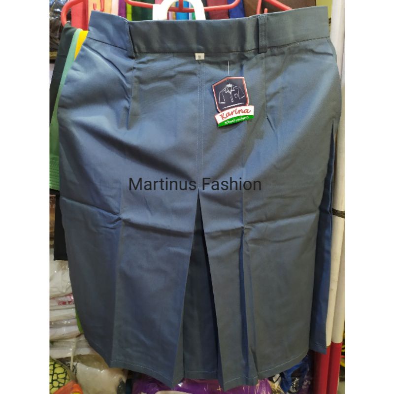ROK PENDEK SPAN SMA / ABU PUTIH HITAM / ROK PENDEK SMA / MERK KARINA (Size M-XXL)
