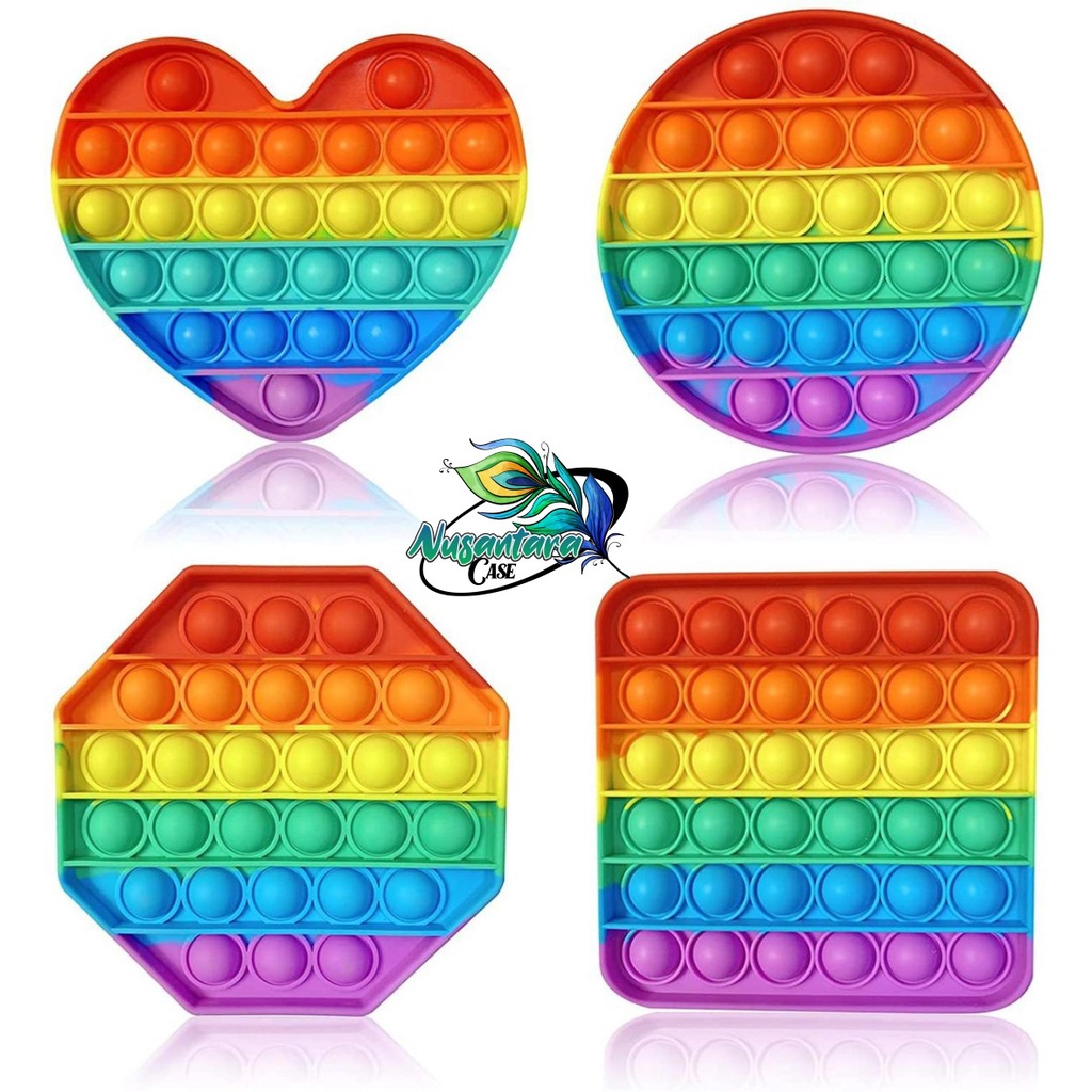 pop it fidget push bubble toys gelembung 3d rainbow pelangi karakter mainan anak NC7433-6