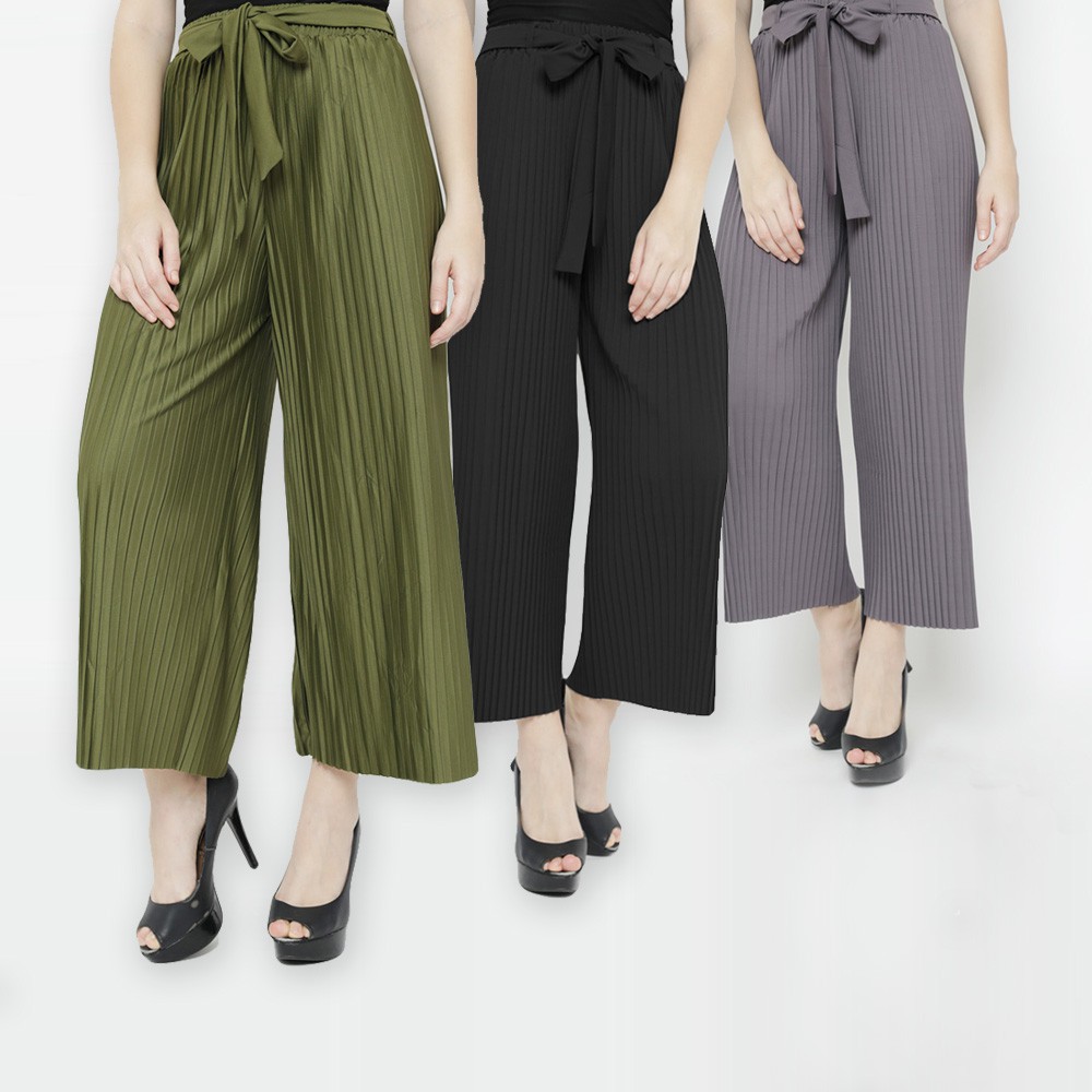 Benangsari Kulot  Plisket  Lurus  Straight Pleat Pants 