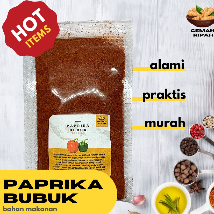 

Rempah Paprika Bubuk Paprika Powder Bahan Pokok Bumbu Dapur Kering Organik Penyedap Rasa Herbal Asli