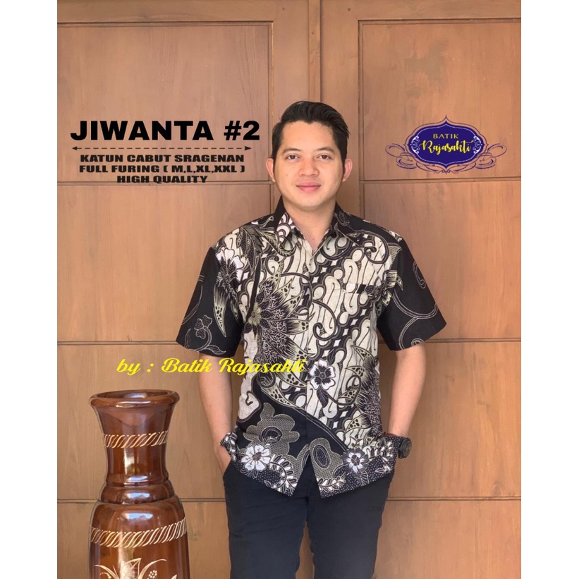 JUWANTA Batik pria lengan panjang SILVER ABU FULL FURING modern  ORIGINAL BATIK SOLO MURAH TERBARU