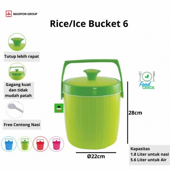 MASPION Ice / Rice Bucket / Tempat Nasi  USA 6 Liter BI 05