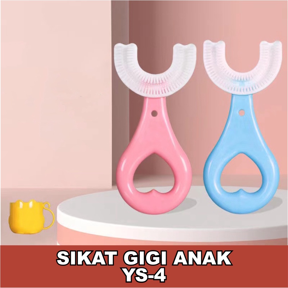 Sikat Gigi Anak 2-6 tahun Bentuk U Bahan Silikon Sikat Gigi Bayi YS4