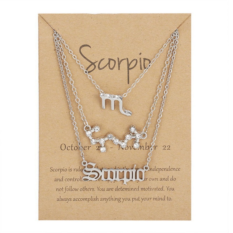 Fancyqube 3pcs / Set Kalung Liontin 12 Zodiak Kanker Leo Scorpio Warna Emas Untuk Hadiah