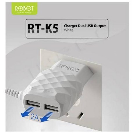 ROBOT RT-K5 Adaptor charger 3 Output 2.1 A Original resmi original