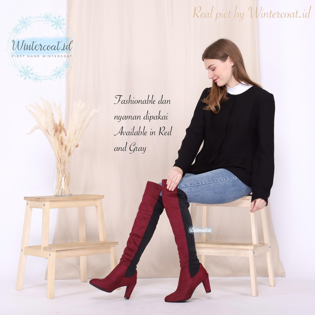 High knee boots overknee boots wanita women heels winter tinggi