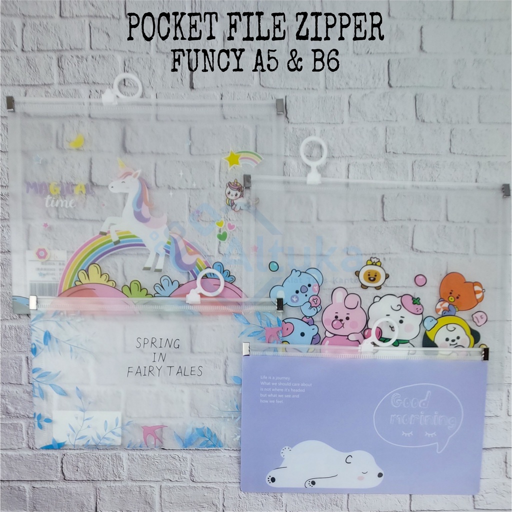 

Pocket File Zipper Funcy UNI BTS / Map Zipper A5 dan B6