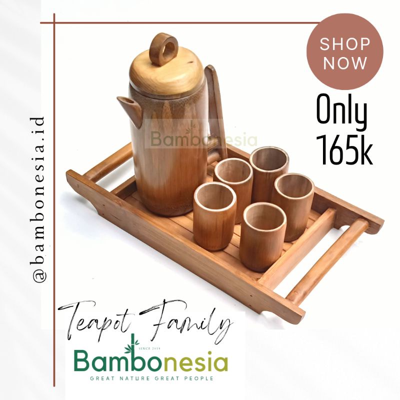 Jual Teko Bambu Natural Sets Poci Gelas Bambu Aesthetic Shopee Indonesia