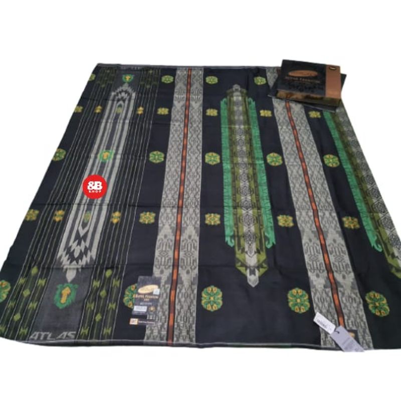 sarung atlas super premium gold 955 original SKC songket liris hitam kombinasi hijau