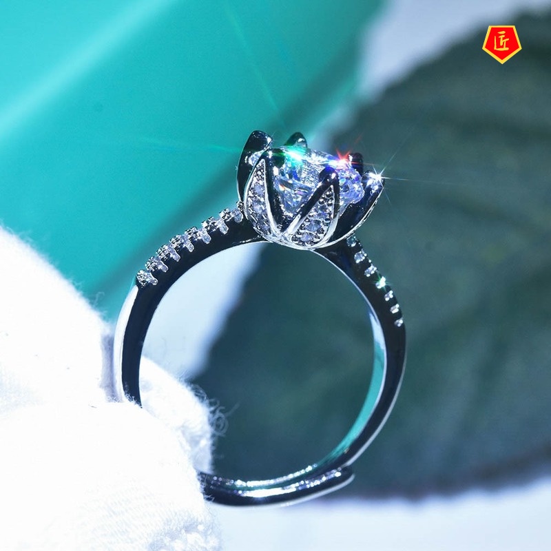 [Ready Stock]2 Karat Moissanite Lotus Open Ring