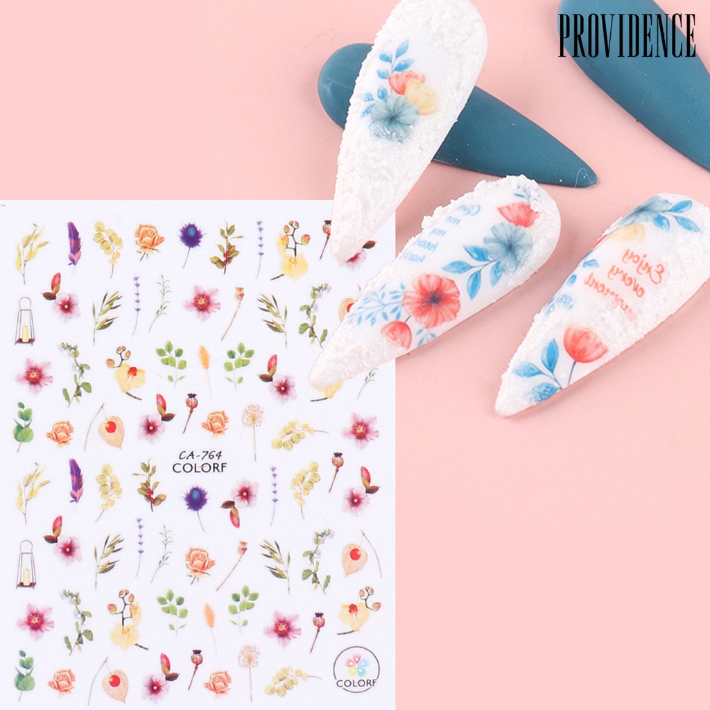 Providence Stiker Kuku Motif Bunga / Daun / Burung / Butterfly Untuk Dekorasi Nail Art / Manicure DIY