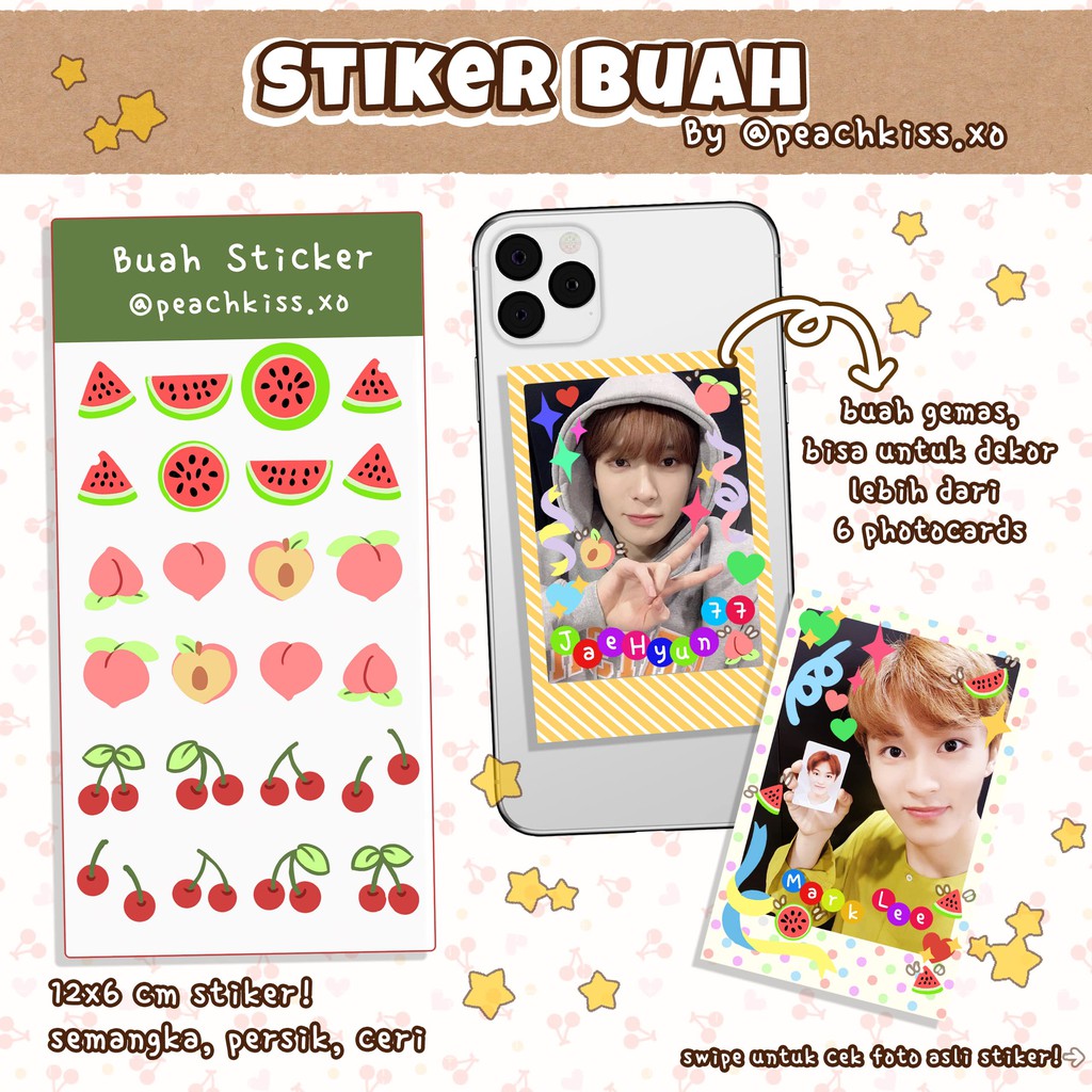 Stiker Dekorasi Photocard / Jurnal / Polcos Buah (Waterproof) by @peachkiss.xo