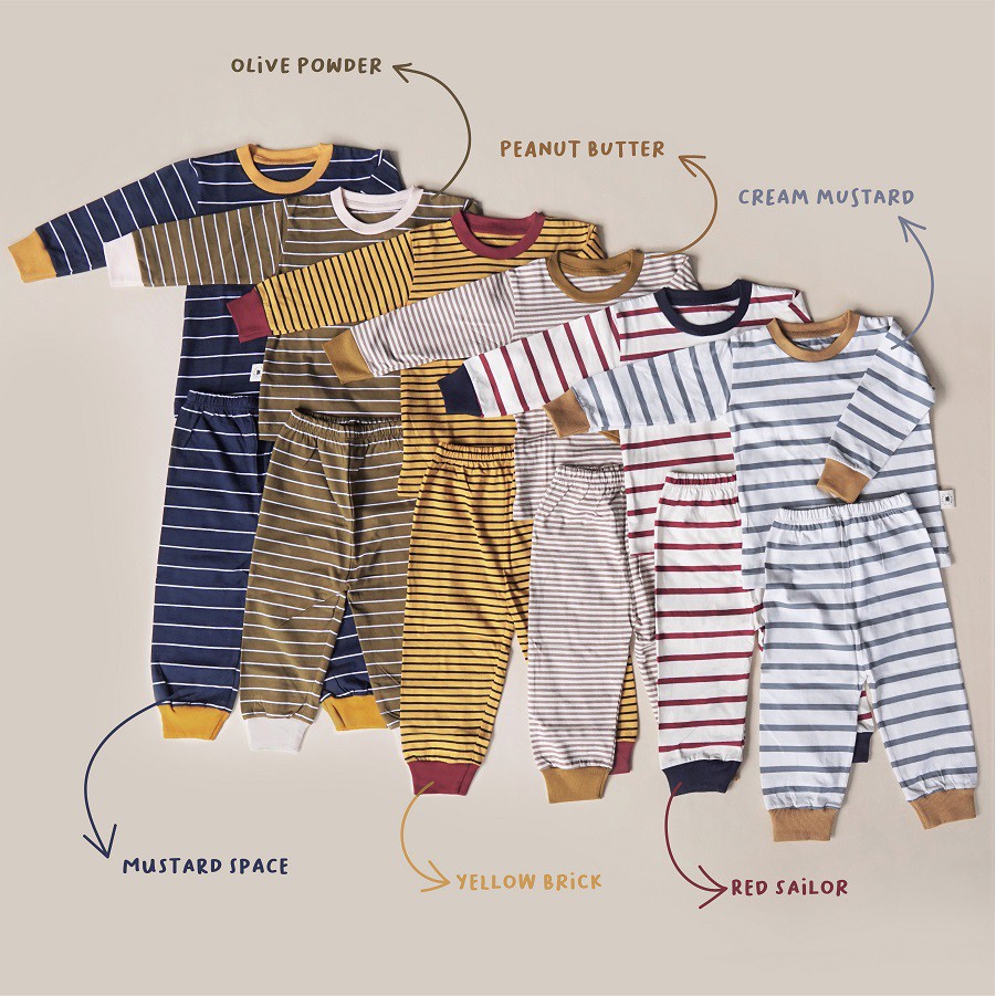 Piyama Anak Motif Salur Garis garis | DUO KRUCILS