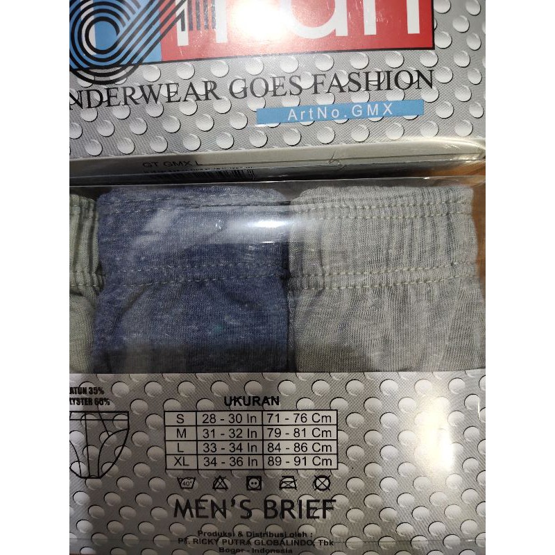 CELANA DALAM GT MAN GMX  /  CD GT MAN GMX / CELANA DALAM PRIA  GTMAN ISI 3 /MYSTY KATUN PASTI ORI, PASTI READY, 3 PCS