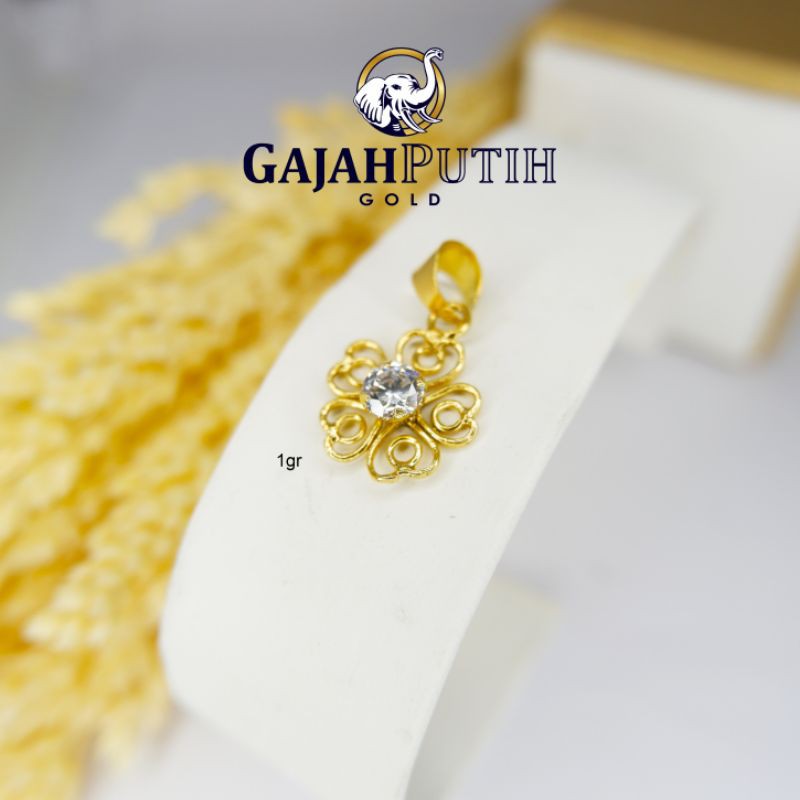 1gr Liontin Model Permata Satu Bunga Emas Asli kodeO610