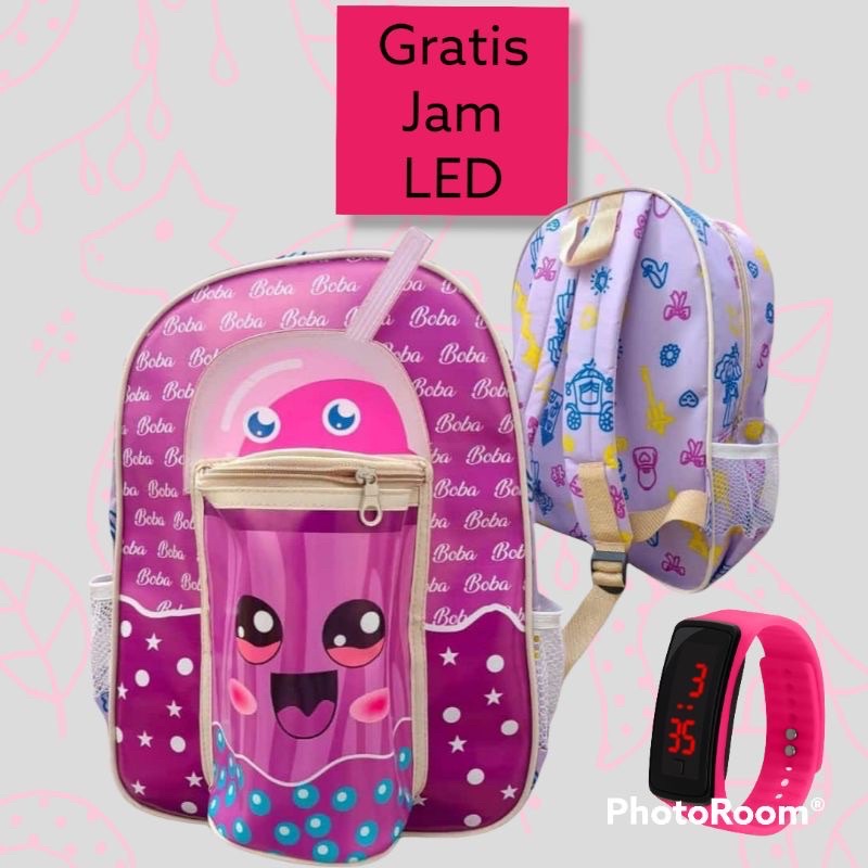 tas anak boba lucu gratis jam tangan mewah