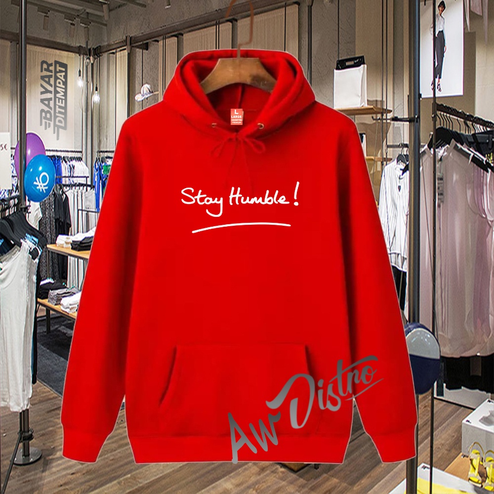 COD Hoodie Distro Stay Humble White Premium Quality Sweater Tulisan Jaket Kata-Kata Hoodie Sablon