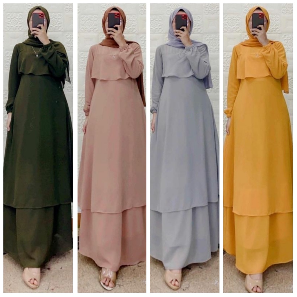 ZAHARA DRESS MUSLIM GAMIS WANITA POLOS BAJU MALAYSIA TERBARU CERUTY FASHION MUSLIM WANITA MURAH GREY