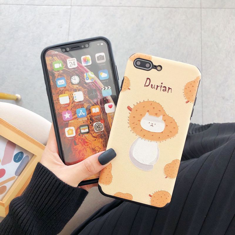 Ins Casing Soft Case Korea Motif Kartun Kucing Durian Lucu Untuk Iphone Xs Max I8 I7 I6 I6s Plus Shopee Indonesia